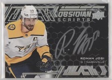 2021-22 SPx 2020-21 Update UD Black Obsidian Script Roman Josi #OS-RJ Auto 1ot4