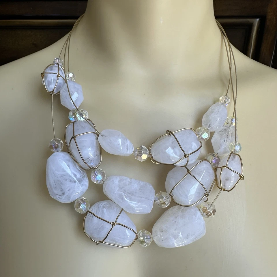 Collar Grueso Sobre las Rocas 18" Firmado Joan Rivers De Colección con Pendientes a Juego Usado en Excelente Condición Foto 2 de 4