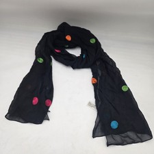 Vintage Y2k ECHO Scarf Embroidered Polka Dot Multi-Color MOD Scarf 80" x 13"