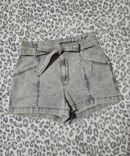 NWT Universal Thread Light Acid Washed Gray Paper Bag Denim Jean Shorts Size 8