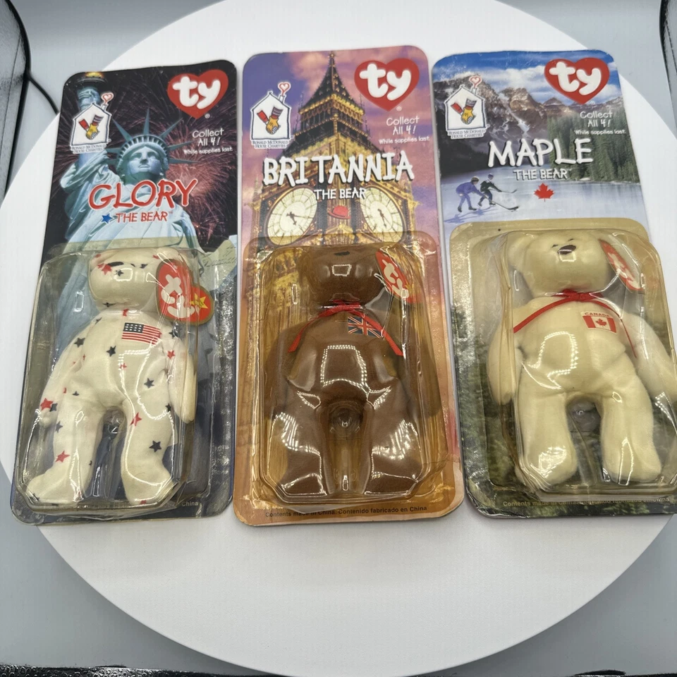 Ty McDonalds Beanie Babies Toys Glory, Maple, Britannia Bears in Package Sealed - Image 2 of 4