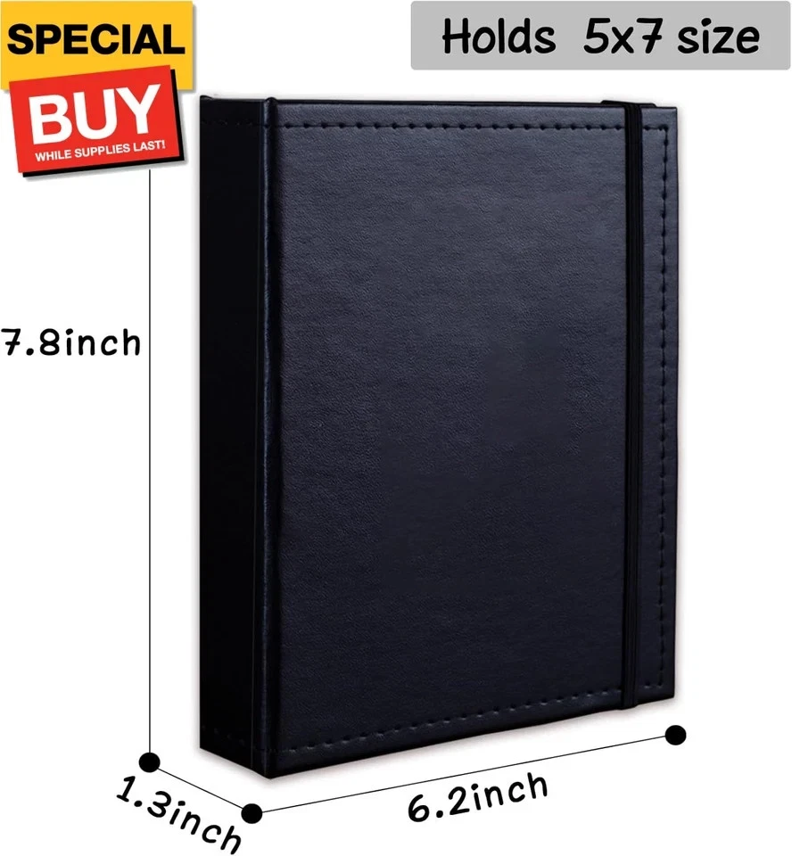 Álbum de fotos pequeño 5x7 52 bolsillos cubierta de cuero libro de fotos contiene fotos de 5x7 para Foto 3 de 4