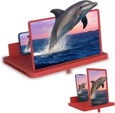 AIPULL Phone Screen Magnifier 10'' Red for All Smartphones - Adjustable Stand