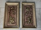 Set of 2 Framed Metal Raised Relief Wall Art:  Poinsettias and Roses 8x15” — photo 2