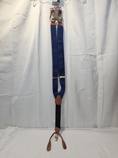 Geoffrey B.Men's Braces Suspndrs Navy Tan Strpe Elstic Blue Leather Gldtne Clips