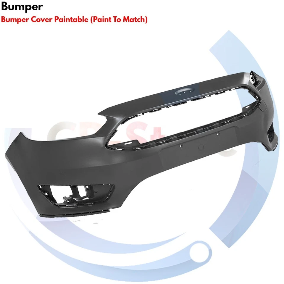 Front Bumper Cover Fascia & Fog Light Assembly Kit For 2015-2018 Ford Focus Foto 3 de 4