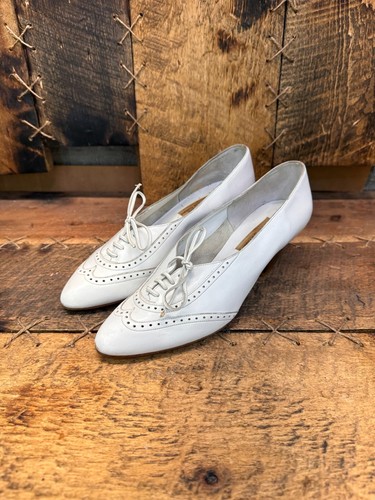 Vintage Sesto Meucci Flowers Italy White Low Kitten Heels Pumps Shoes Sz  5.5 B | eBay