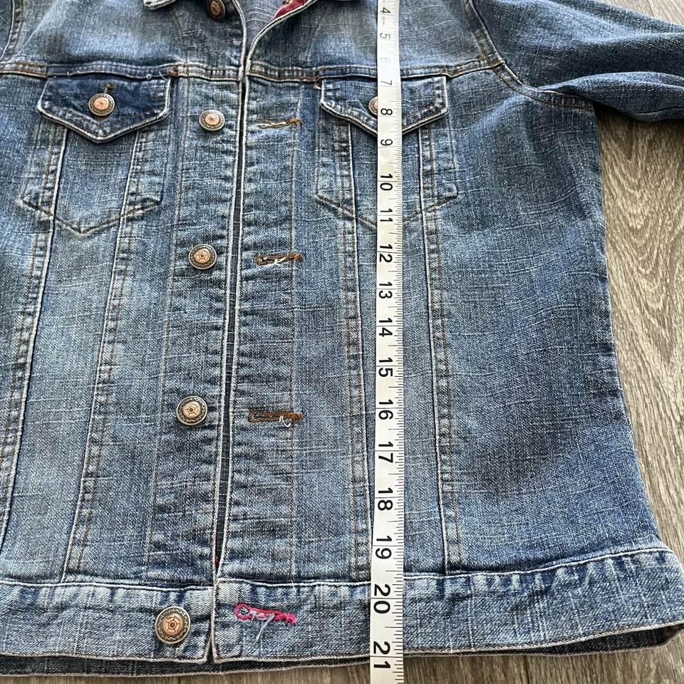 Fei Vintage Denim Jacket Silk Blue Pink Size 6 Y2K - Изображение 3 из 4