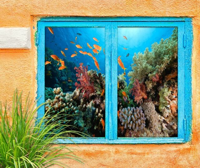 3D Fisch 24532NAM Fenster Film Drucken Aufkleber Haftendes Buntglas UV Fay