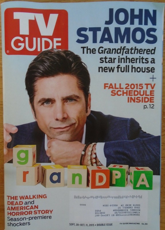 TV GUIDE MAGAZINE 9-28-15 JOHN STAMOS, WALKING DEAD, AMERICAN HORROR STORY