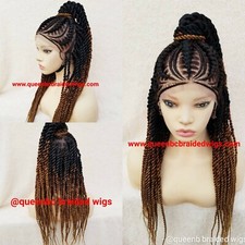 Braided wig: beautiful handmade cornrow feedin braid wig. full lace braided wig