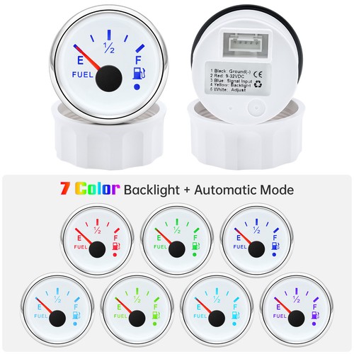 52mm Blanco Medidor de Nivel de Combustible 0-190ohms Impermeable para Barco - Imagen 4 de 16