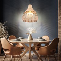 HäNgeleuchte Pendelleuchte Esszimmerlampe E27 Natur Hanfseil MetallkäFig Schwarz