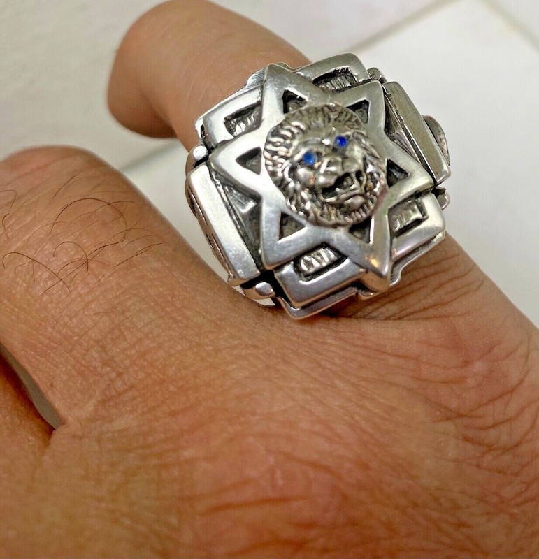  Lion of Judah Star of David Sterling silver,X- Lge ring