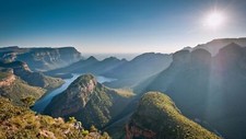 Landscape nature mountains sun rays plants trees forest Custom Gaming Mat Desk