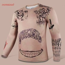 Suicide Squad T-Shirt Joker Tattoos Kostüm 3D-Druck Langarm T-Shirt Männer Top