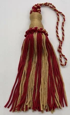 4" key tassel gold burgundy lot of 6