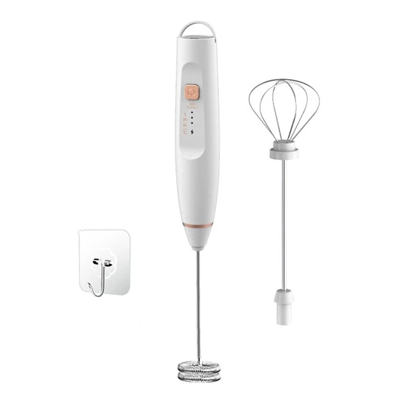 Milk Frother Mixer Rechargeable Handheld for Coffee with 2 Whisks,USB4334