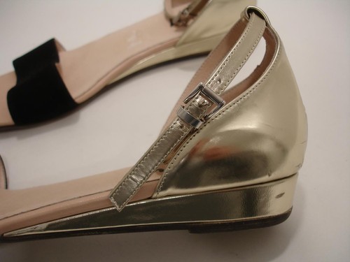 Sandali donna 11 M fs/ny suola francese nero metallizzato peltro cinturino alla caviglia italiani - Foto 4 di 12