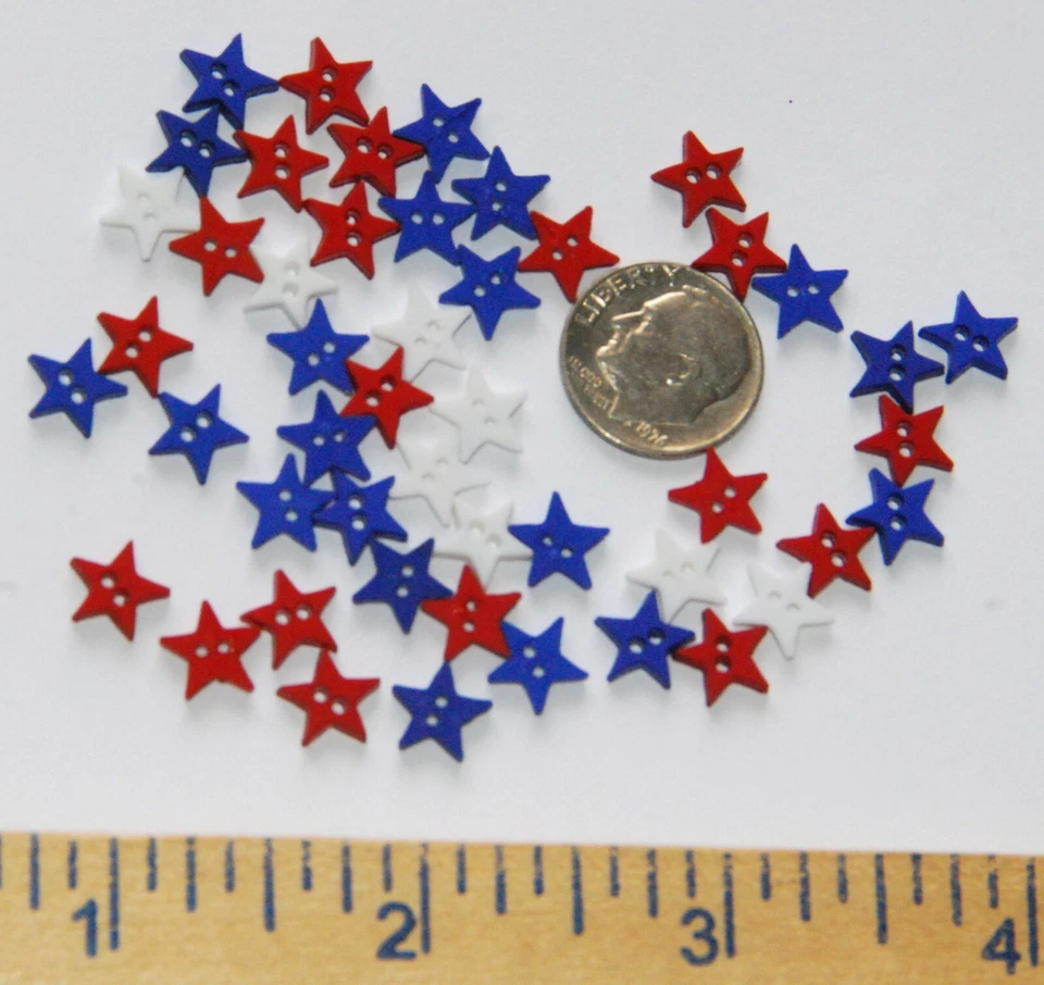 Star Spangled / Micro Stars Patriotic ~ 2-hole Star Buttons / Dress It Up - Image 2 of 3