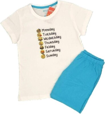 Emoji Shorty Schlafanzug  Shortama Pyjama Mädchen Gr.110 - 140 Bio-BW