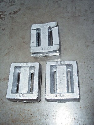 Three 3 lb Mold SCUBA Lead Dive Weights - New - Avg.'s 8 Lb. Tw.