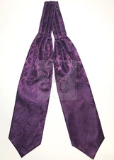 Men's Dark Purple Eggplant Paisley Italy Design Free Style Casual Ascot Cravat
