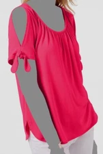 $40 I.N.C. Women's Pink Cold-Shoulder Tie-Sleeve Blouse Top Size S