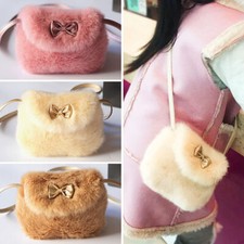 New Bowknot Mini Handbag Shoulder Bag Plush Crossbody Purse Bags for Kids Girls