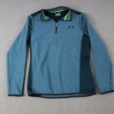 Under Armour 1/4 Zip Pullover Womens Small ColdGear Loose Active Mock Neck Blue