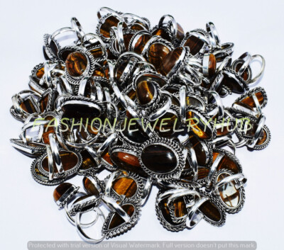 Tiger Eye Gemstone Ethnic Handmade 5pcs Fashion Ring Lot FR-1441