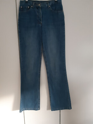 Schlaghose Bootcut Hose Jeans High Waist Denim midblue Straight Gr. 36 164/170