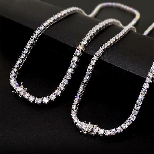 Tennis Chain Gold Plated Stainless Steel Mens Necklace Bracelet 3mm/4mm/5mm/6mm - Picture 2 of 17