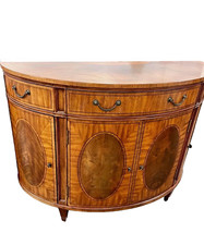 Ethan Allen Sheraton Style Inlay Demi Lune Sideboard Credenza Cabinet Bar Buffet