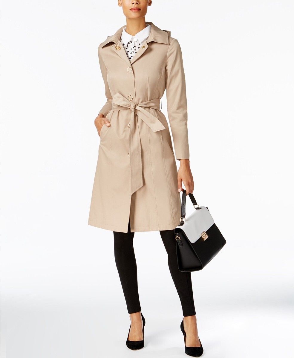 Anne Klein Belted Trench Coat Black Size XS Condition: very good
