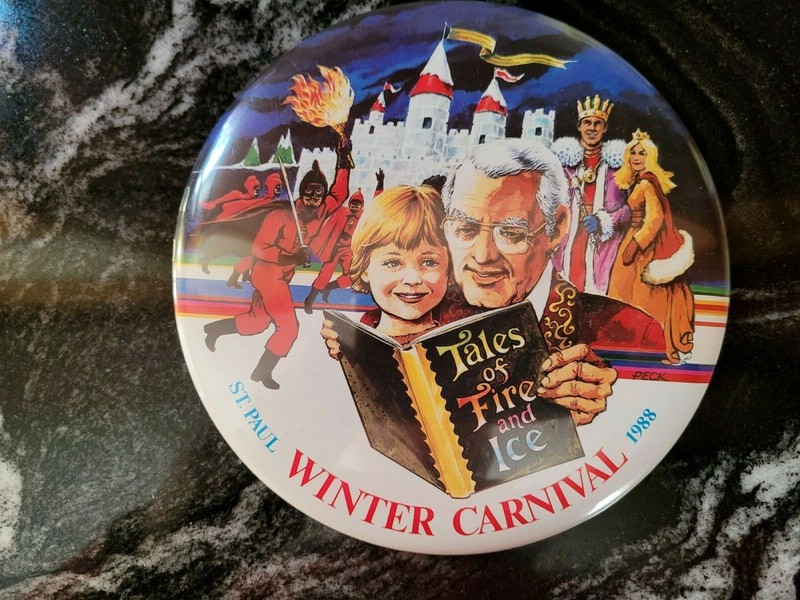 1988 ST. PAUL WINTER CARNIVAL Pinback Button MASSIVE 6" Button ~ Rare Find!
