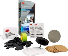 3M Ultra Headlight Restoration Kit, Contains Masking Tape, Light Sanding Discs,