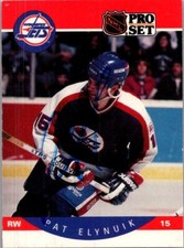 1990 -Pat Elynuik- Pro Set Autograph/Signed/Auto Hockey Card #327 Jets
