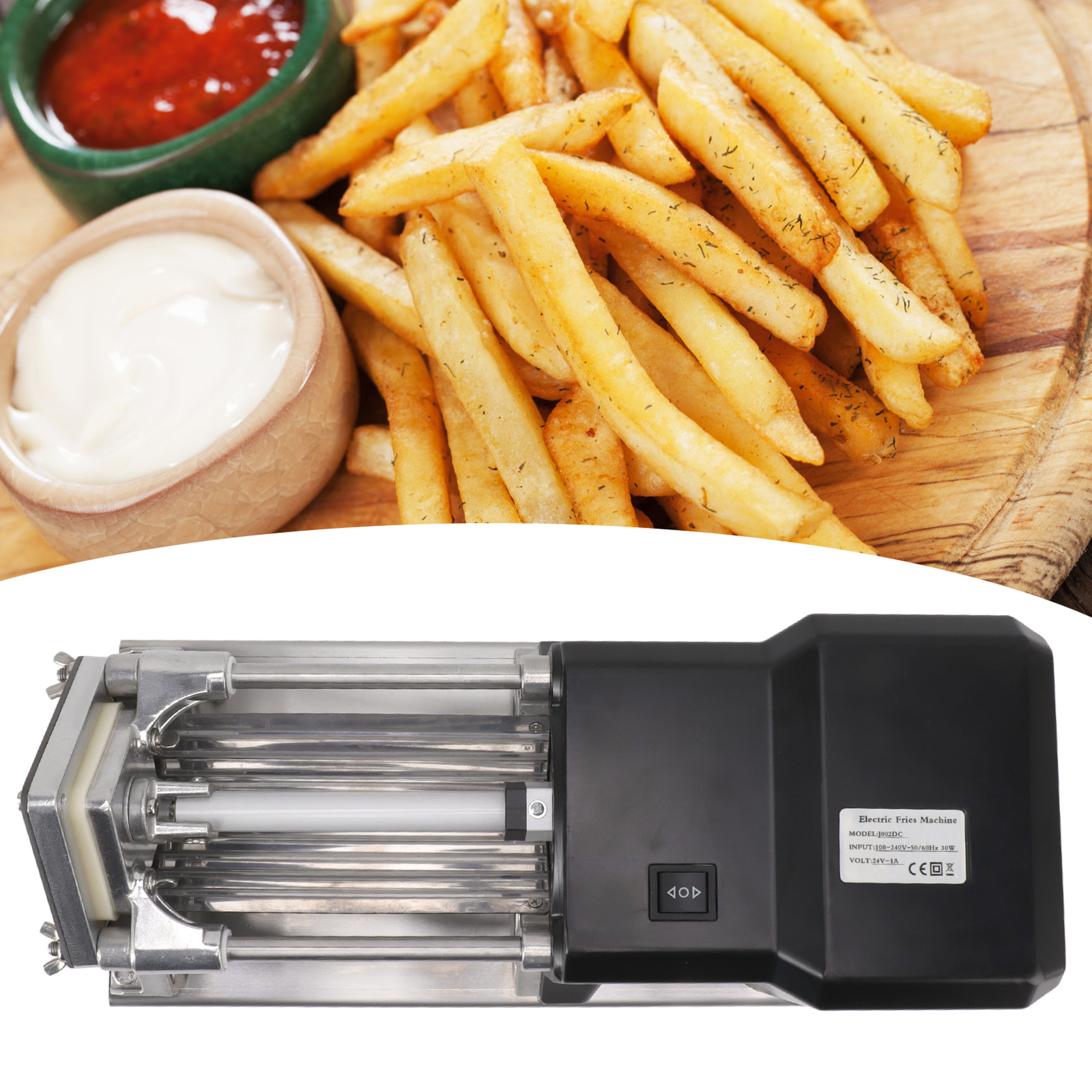 French Fry Cutter Stainless Steel Electric Potato Chip Cutter US Plug