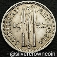 Rhodesia Southern 🇬🇧 🇿🇼 3 Pence 1952. KM#20. Three Cents coin. George VI.