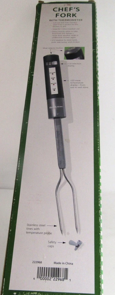 Tenedor de barbacoa Brookstone Chef's con termómetro en caja. Foto 4 de 4