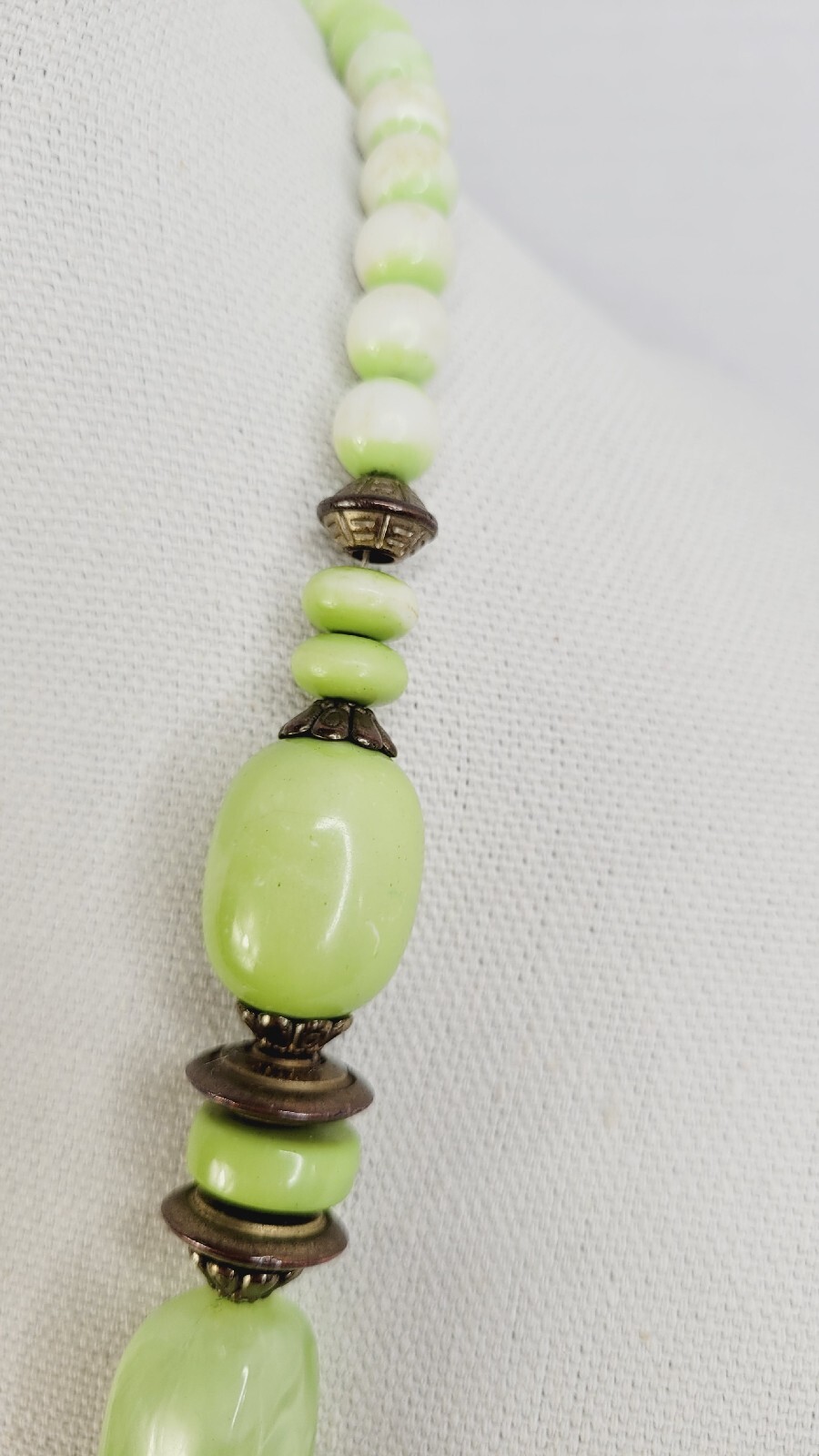 Continuous Statement Multi Strand Beaded Green Ne… - image 6