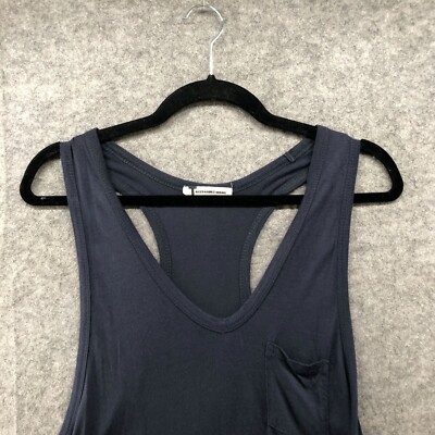 T Alexander Wang Tank Top Womens Large L Blue V-Neck Pocket Front