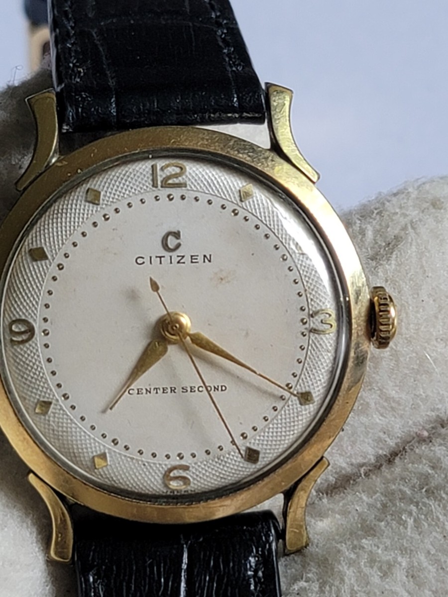 Vtg Citizen C Center Second Manual Wristwatch Top 14k Goldfilled