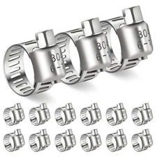 DLOUBLEIY Hose Clamp15PCS Stainless Steel Hose Clamps with Worm Gear Adjustab...