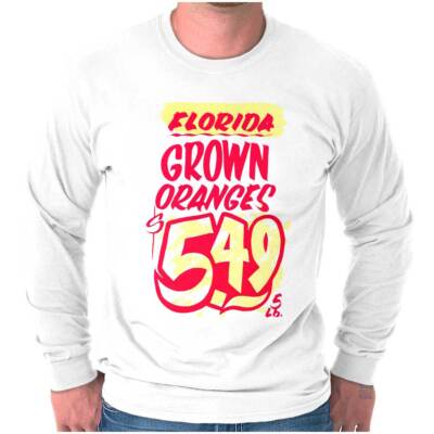 Retro Florida Grown Oranges Supermarket Food Long Sleeve Tshirt for Men or Women