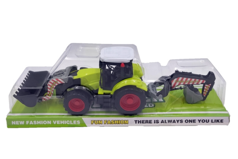 Toy Tractor Farm Bulldozer with Excavator Model Green Gift Child