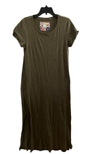 C&C California Womans Maxi Dress Green Medium Solid Short Sleeve Round Neck
