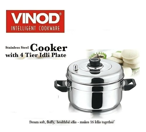 Cocina de acero inoxidable Vinod 4 y 6 niveles Idli 16/24 inducción de cocina ociosa - Imagen 12 de 17