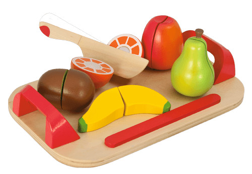 Thumbnail - Schneidebrett Mit Früchten, Obst Aus Holz Mit Klettverbindung